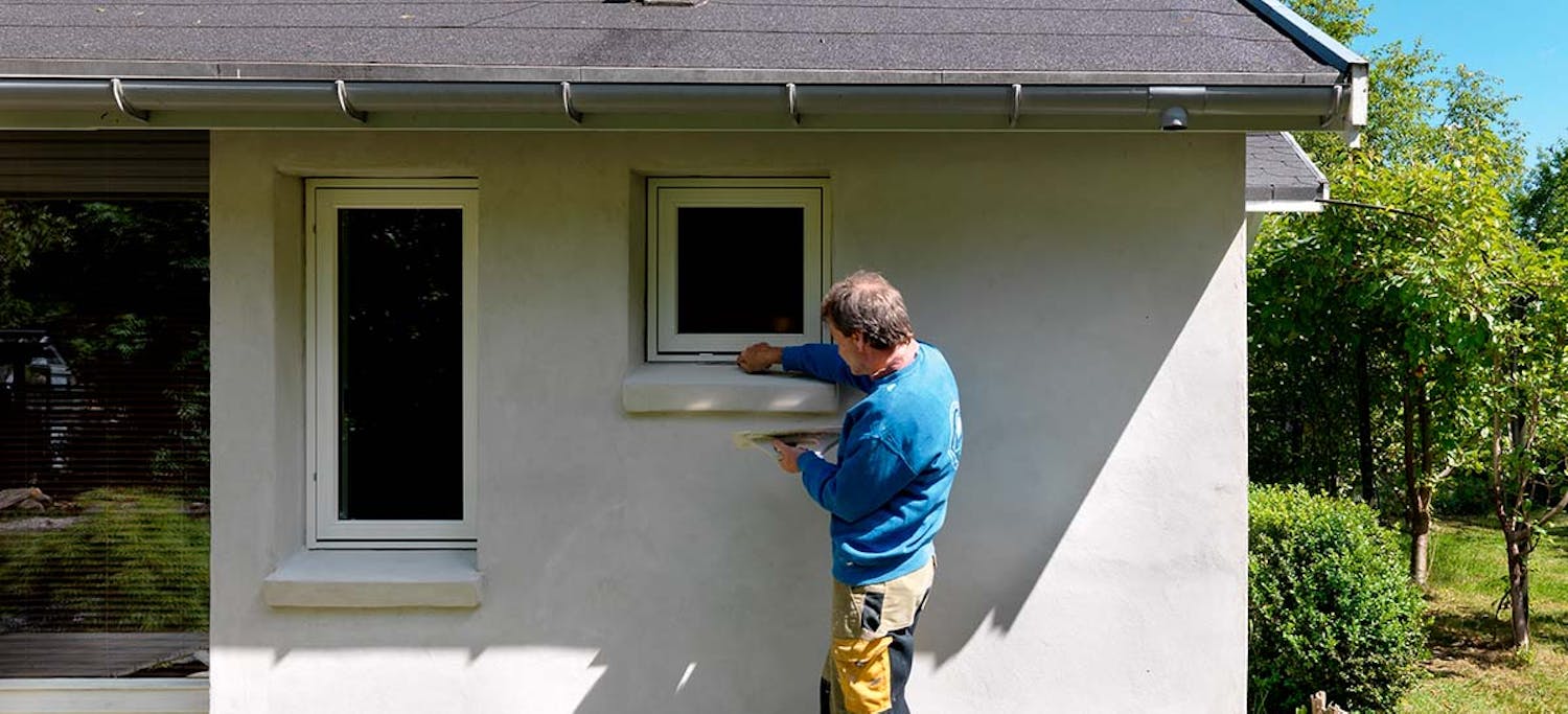 Udvendig isolering: Slutpuds Udvendig isolering: Indfarvet pudslag